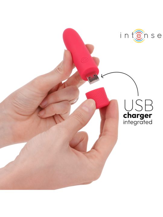 INTENSE - SYMONE USB RECHARGEABLE VIBRATING BULLET 8 VIBRATIONS RED 10