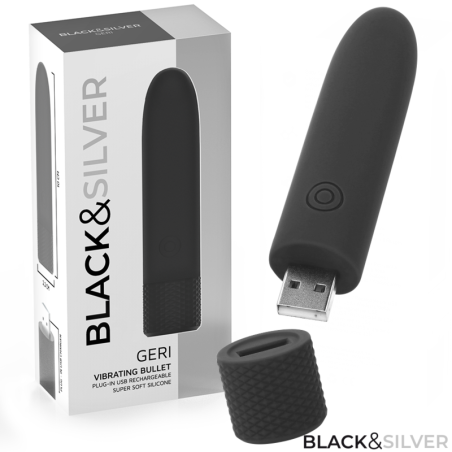BLACK&SILVER- GERI USB OPLAADBARE TRILLENDE KOGEL 8 TRILLINGEN ZWART 1