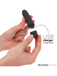 BLACK & SILVER - GERI USB RECHARGEABLE VIBRATING BULLET 8 VIBRATIONS B