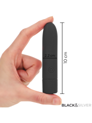 BLACK & SILVER - GERI USB RECHARGEABLE VIBRATING BULLET 8 VIBRATIONS B