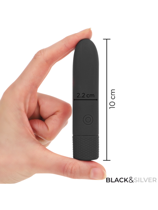 BLACK & SILVER - GERI USB RECHARGEABLE VIBRATING BULLET 8 VIBRATIONS B