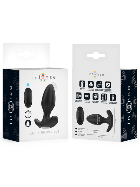 INTENSE - JOEY ANAL PLUG 10 VIBRATIES ZWART AFSTANDSBEDIENING