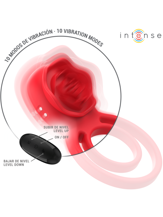 INTENSE - ESTIMULADOR GAIL ROSE 10 VIBRAÇÕES VERMELHO CONTROLE REMOTO
