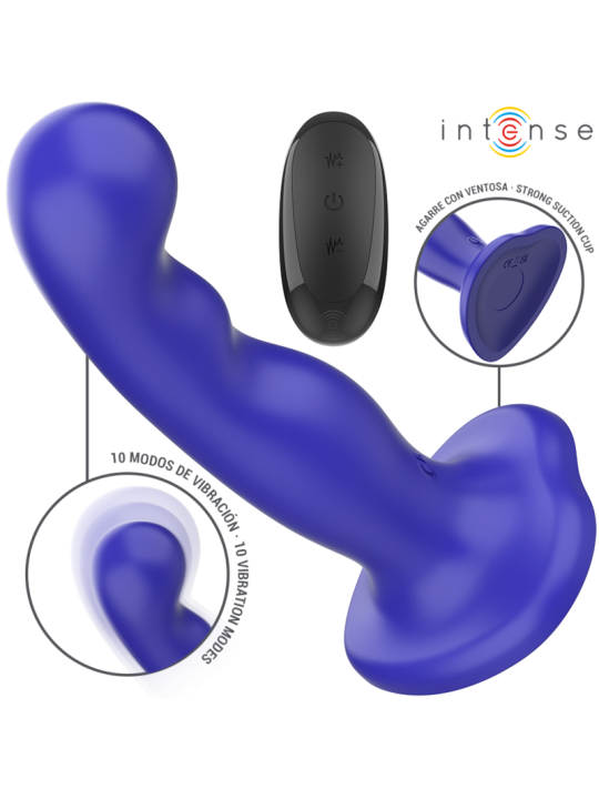 INTENSE - SHORTY VIBRATOR WITH SUCTION CUP BLUE REMOTE CONTROL