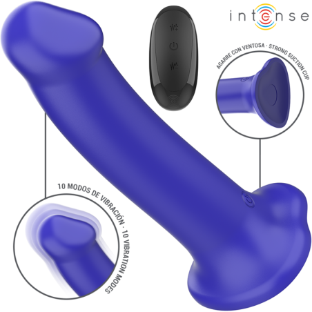 INTENSE - VICTORIA VIBRADOR CON VENTOSA 10 VIBRACIONES AZUL OSCURO CON