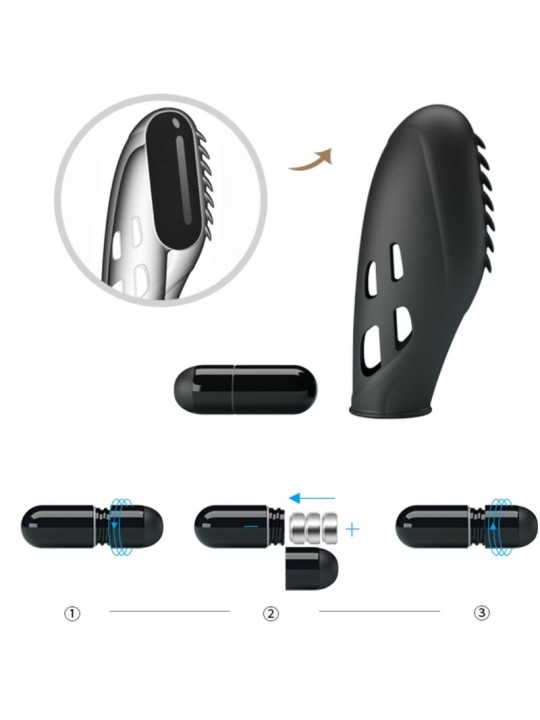PRETTY LOVE - VIBRADOR DE DEDO DE SILICONE GILO PRETO