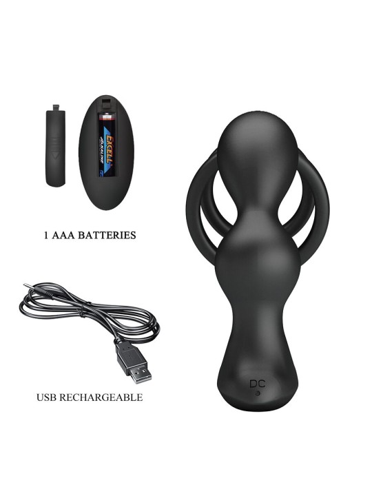 MR PLAY - PLUG ANAL VIBRATÓRIO COM ANEL PENIANO E CONTROLE REMOTO