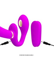 PRETTY LOVE - THUNDERBIRD DOUBLE VIBRATEUR STRAP-ON TÉLÉCOMMANDE VIOLE