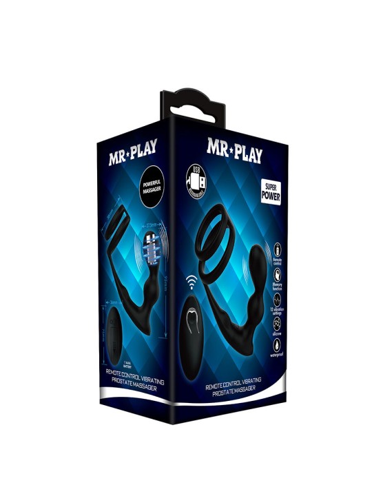 MR PLAY - ANILLO PARA PENE CON PLUG ANAL CON VIBRACIÓN CONTROL REMOTO