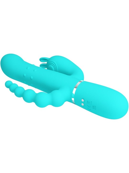 PRETTY LOVE - CAMMY TRIPLE VIBRADOR RABBIT MULTIFUNCIÓN 4 EN 1 AZUL