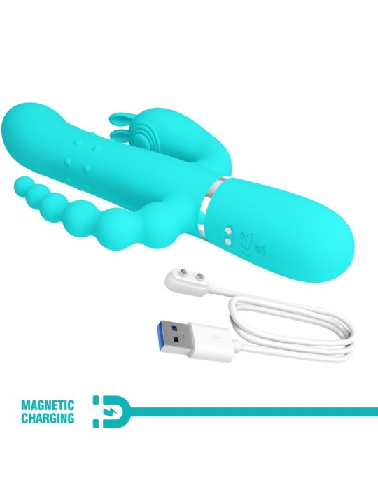 PRETTY LOVE - CAMMY TRIPLE VIBRADOR RABBIT MULTIFUNCIÓN 4 EN 1 AZUL