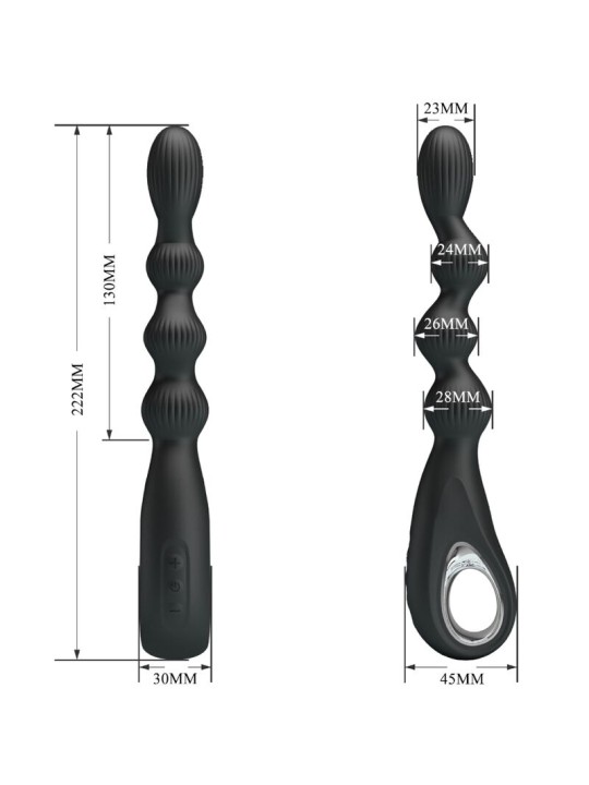 PRETTY LOVE - VIBRATEUR ANAL FEDERER 12 VIBRATIONS NOIR