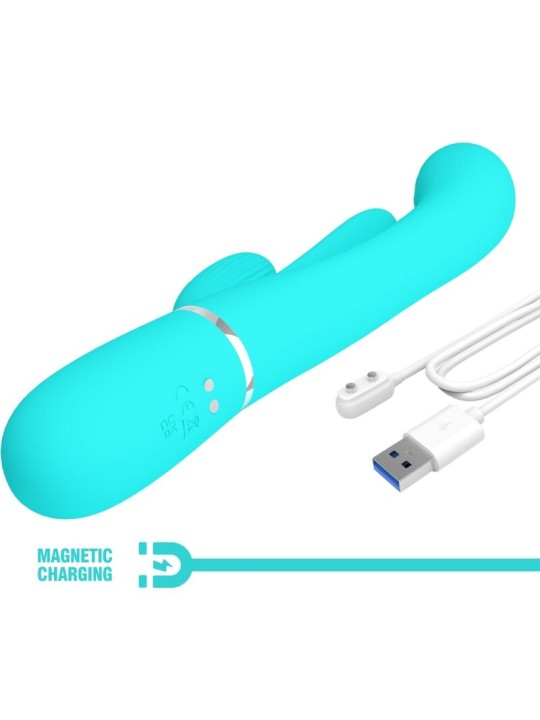 PRETTY LOVE - SHANIA TRIPLE RABBIT MULTIFUNCIONAL VIBRADOR 3 EM 1 AZUL