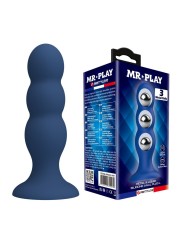 MR PLAY - PLUG ANALE CON SFERE METALLICHE E VENTOSA BLU