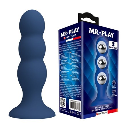 MR PLAY - PLUG ANAL AVEC BILLES MÉTALLIQUES ET VENTOUSE BLEUE