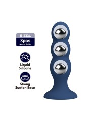 MR PLAY - PLUG ANAL CON 3 BOLAS METÁLICAS Y VENTOSA AZUL