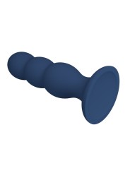 MR PLAY - PLUG ANAL COM BOLINHAS DE METAL E VENTOSA AZUL
