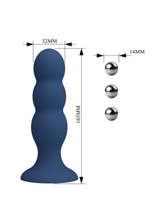 MR PLAY - PLUG ANAL CON 3 BOLAS METÁLICAS Y VENTOSA AZUL