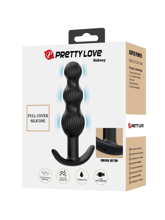 PRETTY LOVE - SIDNEY ANALE VIBRATOR 10 VIBRATIES ZWART