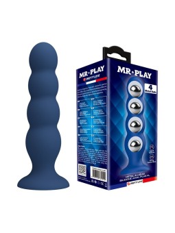 MR PLAY - PLUG ANAL COM 4 BOLINHAS DE METAL E VENTOSA AZUL