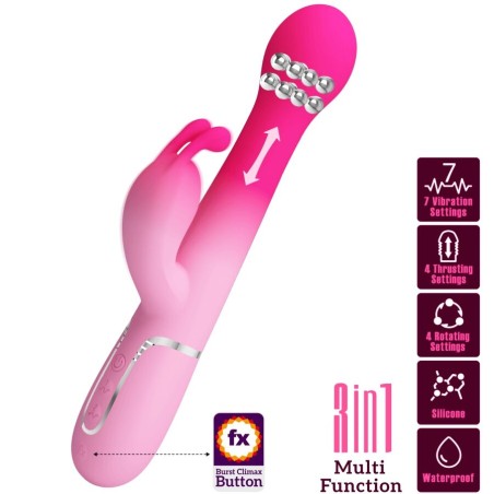 PRETTY LOVE - DEJON 3 IN 1 MULTIFUNCTIONELE KONIJNENVIBRATOR ROZE