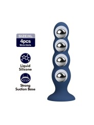 MR PLAY - PLUG ANAL AVEC 4 BILLES MÉTALLIQUES ET VENTOUSE BLEUE