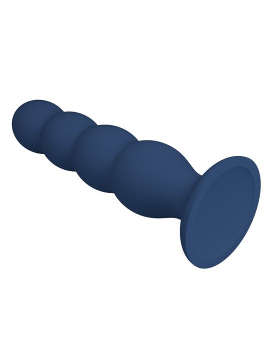 MR PLAY - ANAL PLUG WITH 4 METAL BALLS AND SUCTION CUP BLUE