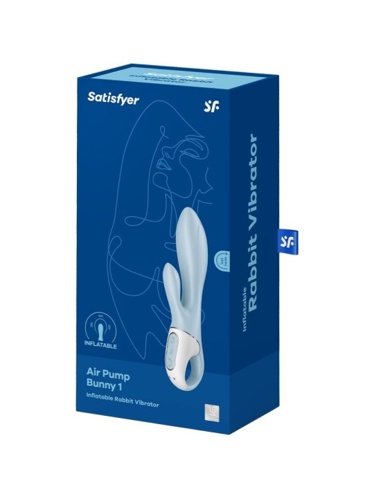 SATISFYER - LUCHTPOMP BUNNY 1 KONIJN OPBLAASBARE VIBRATOR BLAUW