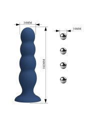 MR PLAY - ANAL PLUG WITH 4 METAL BALLS AND SUCTION CUP BLUE