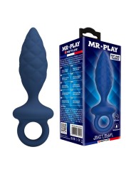 MR PLAY - PLUG ANAL TEXTURÉ AVEC ANNEAU BLEU L