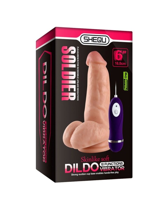 SHEQU - SOLDIER VIBRATOR DILDO MET AFSTANDSBEDIENING 16 CM