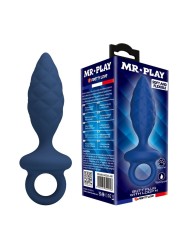 MR PLAY - PLUG ANAL TEXTURIZADO COM ANEL AZUL M