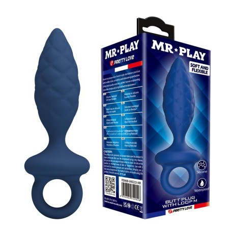 MR PLAY - STRUKTURIERTER ANALPLUG MIT RING BLAU M