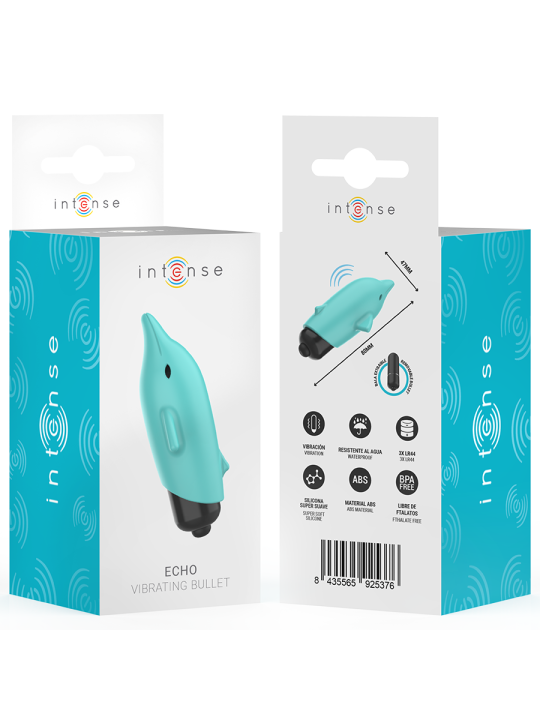INTENSE - ECHO VIBRATING BULLET DOLPHIN BLUE 8 X 4.7 CM