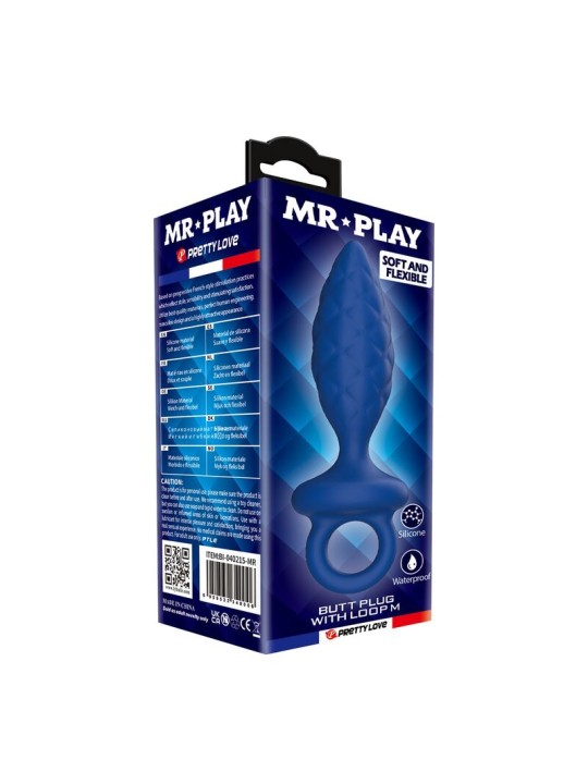 MR PLAY - TEXTURED ANAL PLUG WITH RING BLUE M