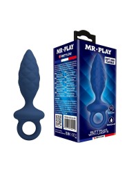 MR PLAY - TEXTURED ANAL PLUG WITH RING BLUE S