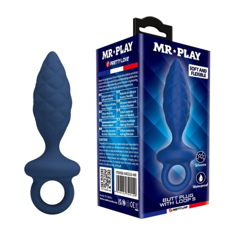 MR PLAY - PLUG ANAL TEXTURÉ AVEC ANNEAU BLEU S
