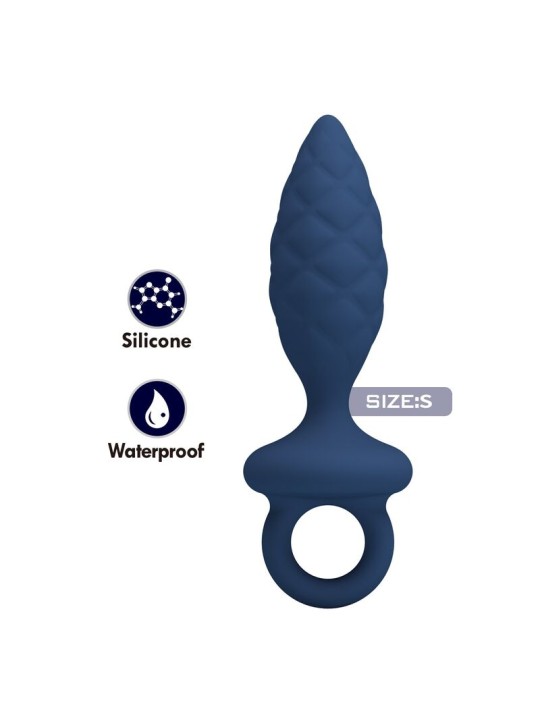 MR PLAY - ANALE PLUG MET RING EN STRUCTUUR, BLAUW S