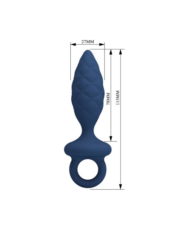 MR PLAY - ANALE PLUG MET RING EN STRUCTUUR, BLAUW S