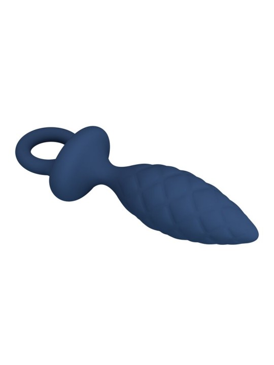 MR PLAY - TEXTURED ANAL PLUG WITH RING BLUE S