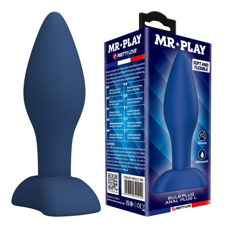 MR PLAY - CONISCHE SILICONEN ANALE PLUG BLAUW L