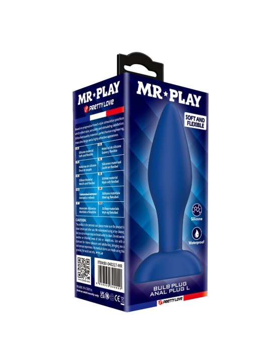 MR PLAY - TAPERED SILICONE ANAL PLUG BLUE L