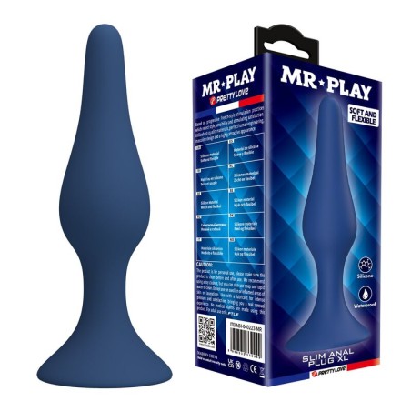 MR PLAY - PLUG ANAL DE SILICONE CÔNICO AZUL XL