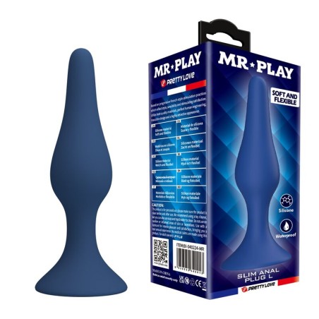 MR PLAY - SLIMME SILICONEN ANALE PLUG BLAUW L
