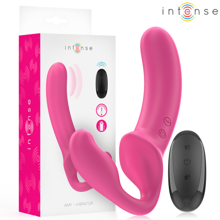 INTENSE - AMY DUBBELE VIBRATOR 20 CM ROZE AFSTANDSBEDIENING