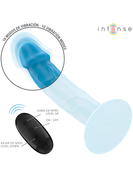 INTENSE - VIBRADOR REALÍSTICO PHOEBE 10 VIBRAÇÕES CONTROLE REMOTO AZUL
