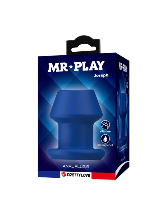 MR PLAY - JACK BLEU PLUG ANAL CREUX EN SILICONE, TAILLE S