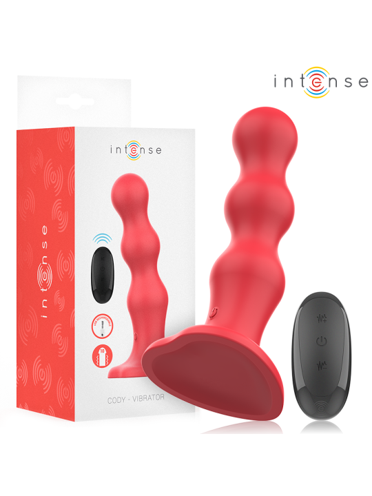 INTENSE - CODY VIBRATOR WITH SUCTION CUP RED REMOTE CONTROL