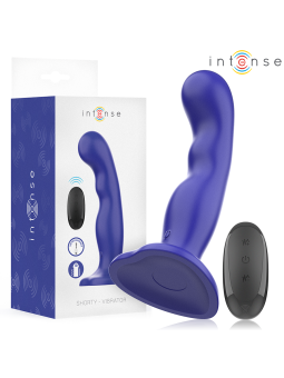 INTENSE - KORTE VIBRATOR MET ZUIGNAP BLAUWE AFSTANDSBEDIENING