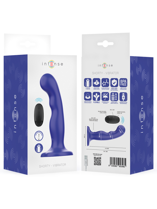 INTENSE - SHORTY VIBRADOR CON VENTOSA AZUL CONTROL REMOTO